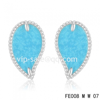 Cheap Van Cleef & Arpels Sweet Alhambra Leaf Earrings White Gold,Turquoise